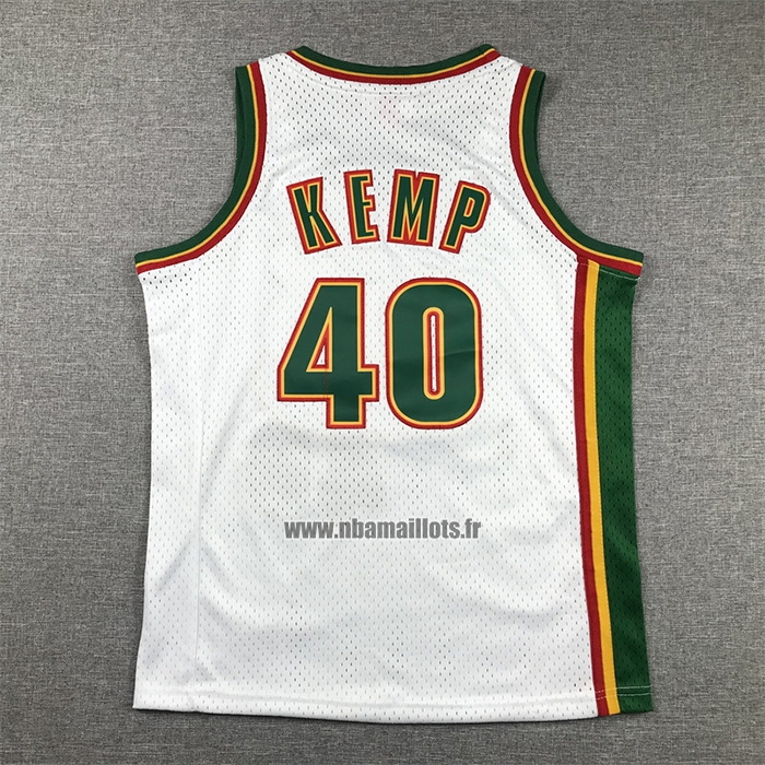 Maillot Enfant Seattle Supersonics Shawn Kemp NO 40 Historic Retro Blanc